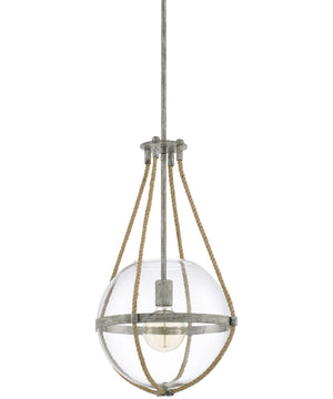 Beaufort 1-Light Pendant In Mystic Sand With Clear Glass And Decorative Rope Accents