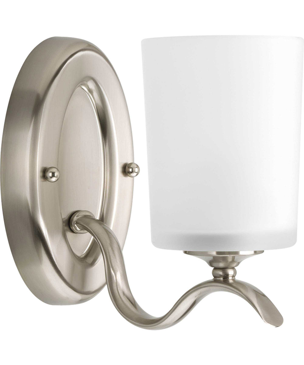 Inspire 1-Light Etched Glass Traditional Bath Vanity Light Brushed Nickel