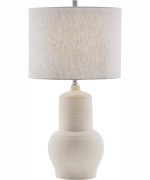 Monissa 1-Light Table Lamp Beige Ceramichrome/ Linen Fabric Shade