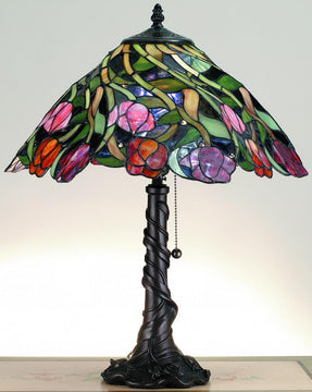 21"H Spiral Tulip   Tiffany Table Lamp