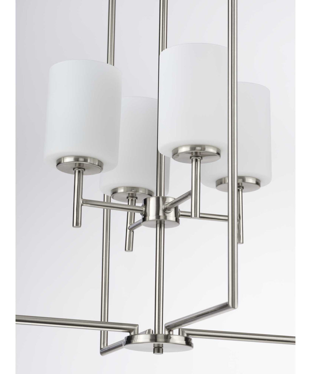 Replay 4-Light Etched White Glass Modern Pendant Light Brushed Nickel