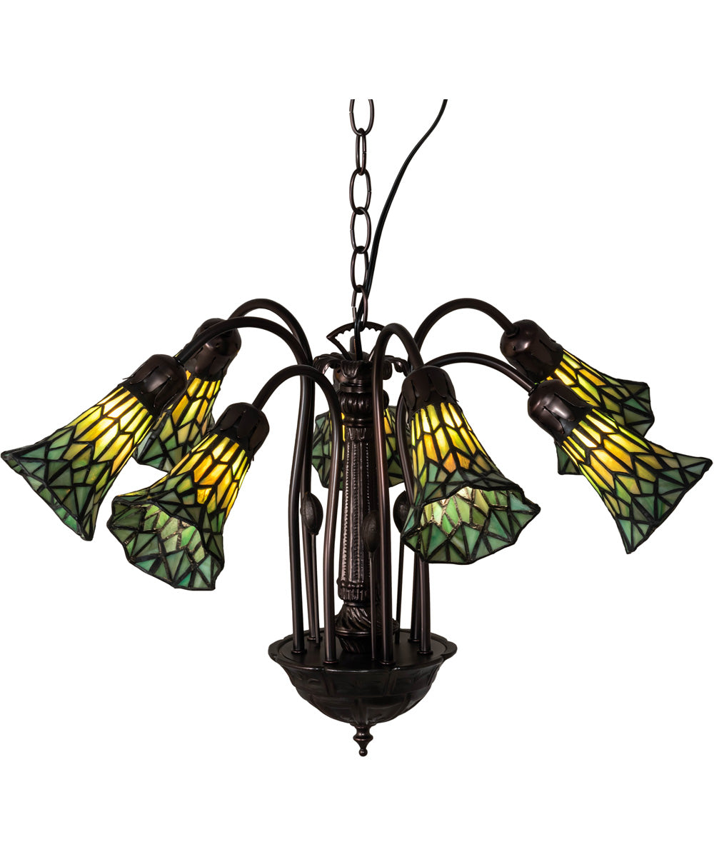 24" Wide Tiffany Pond Lily 7 Light Chandelier