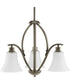 Joy 3-Light Etched White Glass Traditional Chandelier Light Antique Bronze