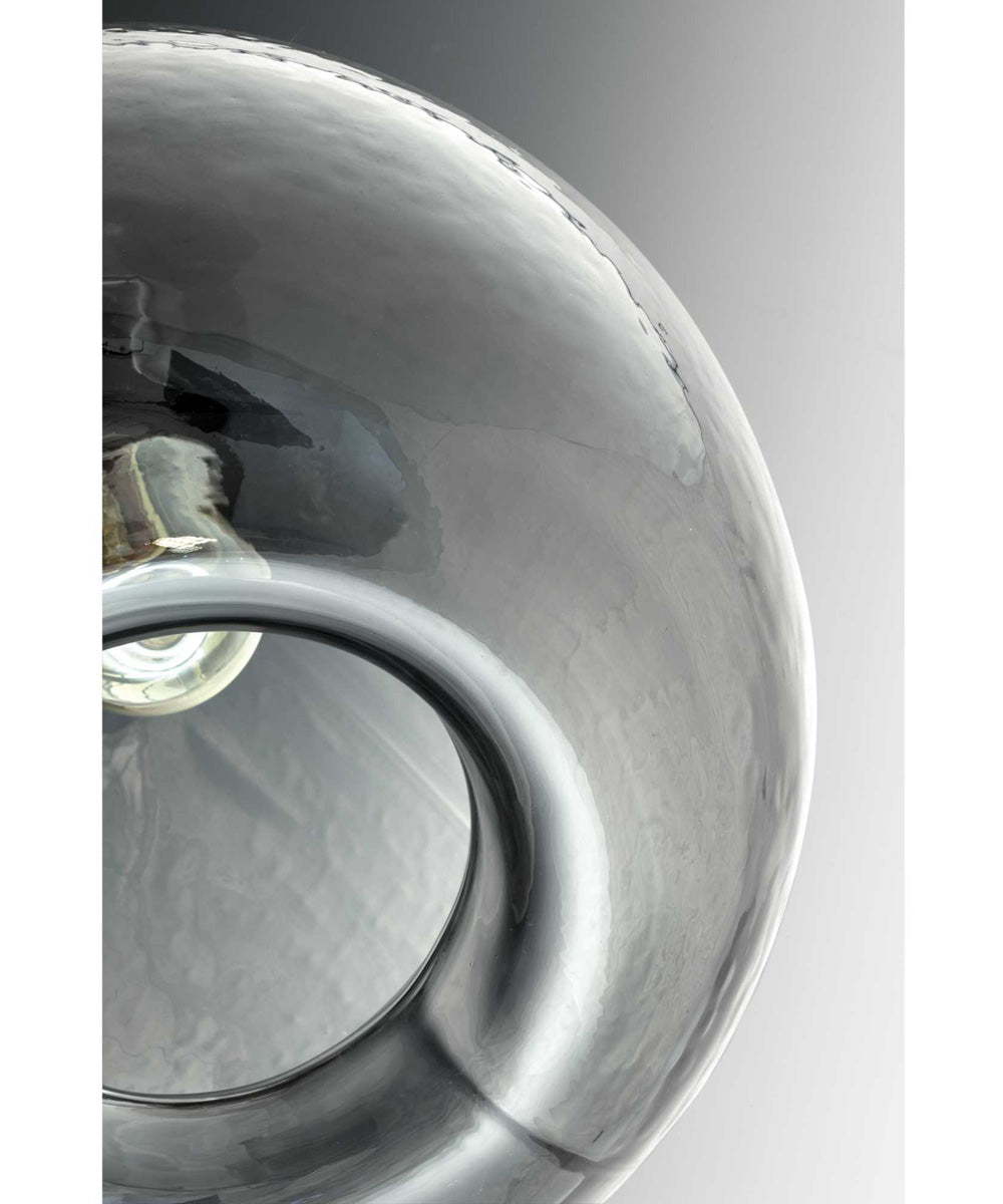 Zin 1-Light Recycled Blue Textured Glass Global Pendant Light Antique Bronze