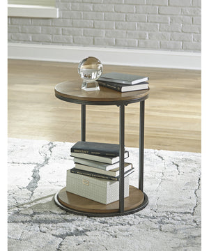 Fridley Round End Table Brown/Black