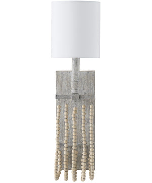 Kayla 1-Light Sconce In Mystic Sand With Decorative White Fabric Stay-Straight Shade