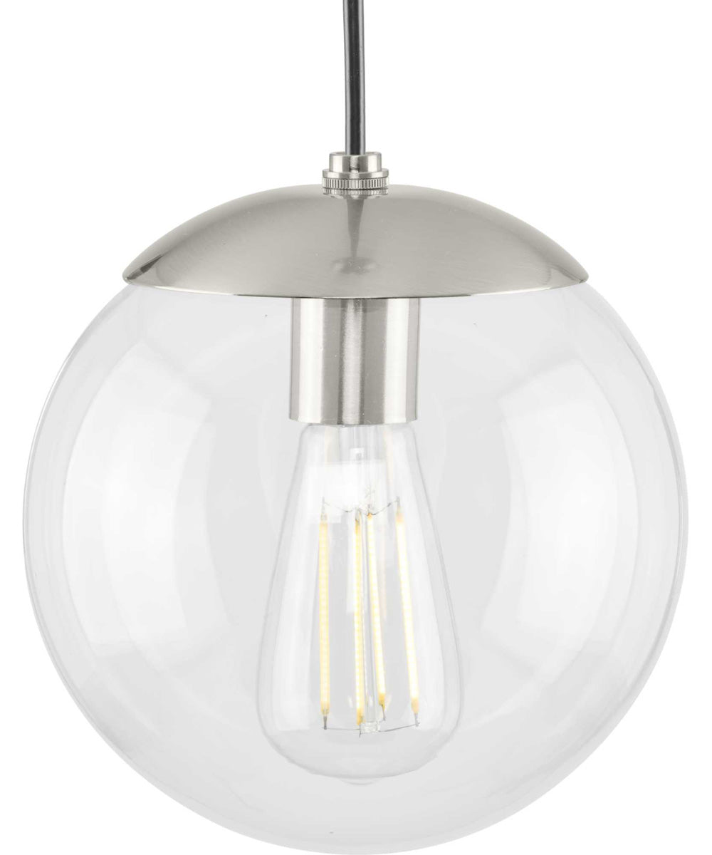 Atwell 8-inch Clear Glass Globe Small Hanging Pendant Light Brushed Nickel