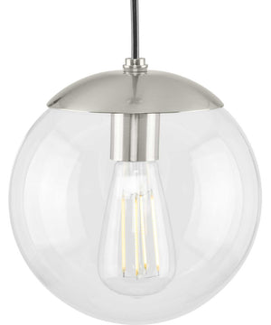 Atwell 8-inch Clear Glass Globe Small Hanging Pendant Light Brushed Nickel