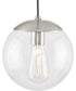 Atwell 8-inch Clear Glass Globe Small Hanging Pendant Light Brushed Nickel