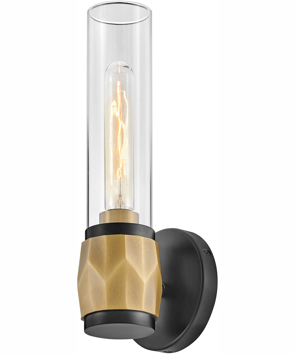 Ellison 1-Light Single Light Vanity in Black with Heritage Brass accents