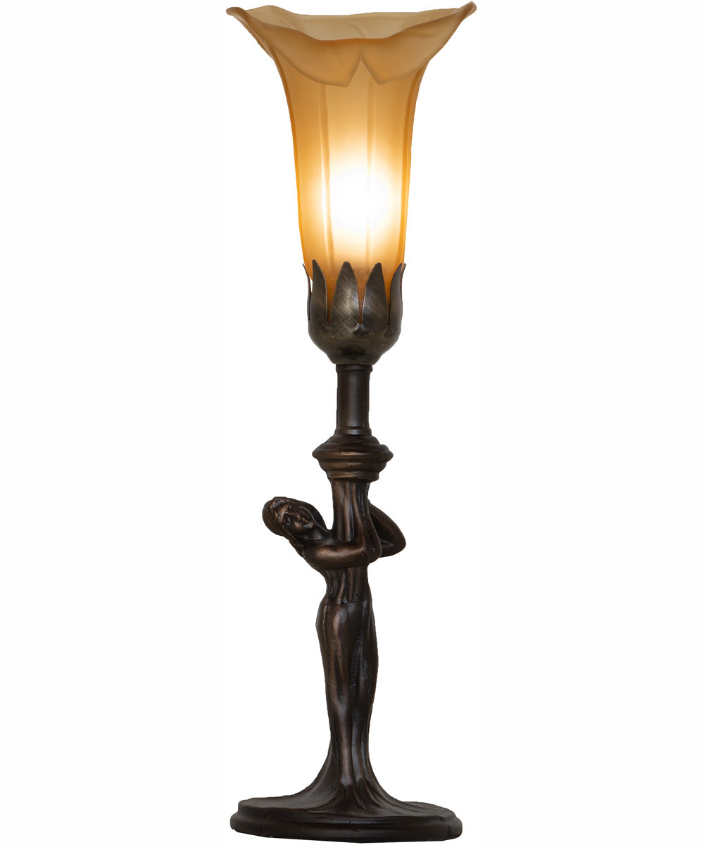 15" High Amber Tiffany Pond Lily Nouveau Lady Accent Lamp