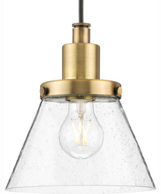 Hinton 1-Light Brushed Nickel Modern Farmhouse Pendant Vintage Brass