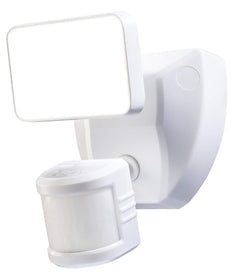 180 Degree LED Motion Sensor and Voice Activated Outdoor Security Flood Light White Finish, 6"H