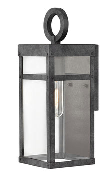 13"H Porter 1-Light Mini Outdoor Wall Light in Aged Zinc
