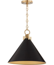 1-light Pendant Matte Black w/ Aged Brass