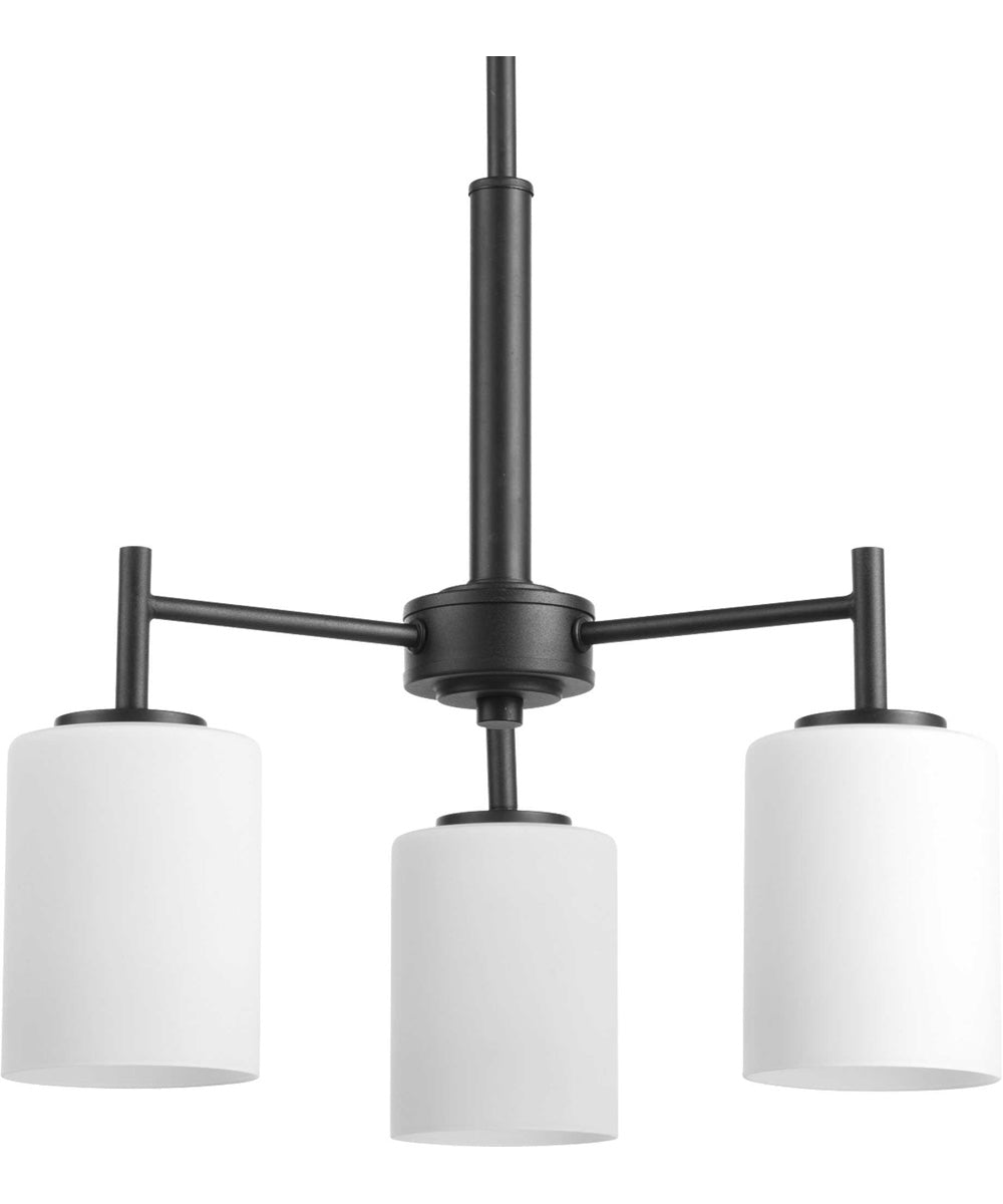 Replay 3-Light Etched White Glass Modern Chandelier Light Textured Black