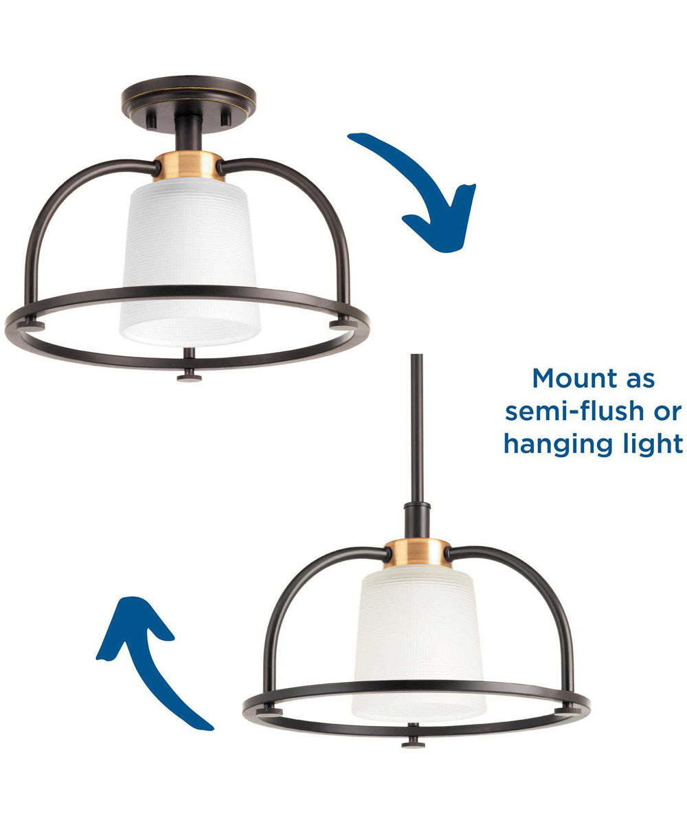 West Village 13-1/2" 1-Light Semi-Flush Convertible Antique Bronze