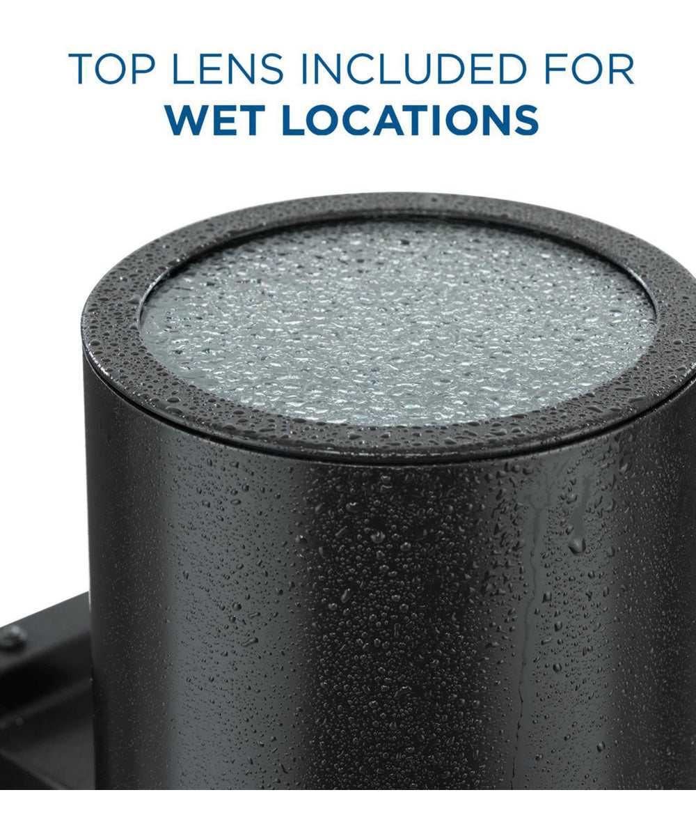 5" Outdoor Up/Down Wall Cylinder 2-Light Modern Outdoor Wall Lantern with Top Lense Antique Bronze