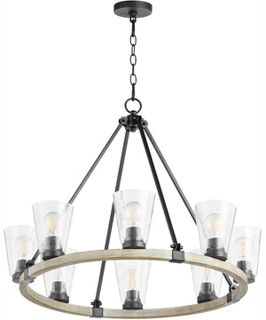 Paxton 8-light Chandelier Textured Black w/ Weathered Oak Finish