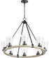 Paxton 8-light Chandelier Textured Black w/ Weathered Oak Finish