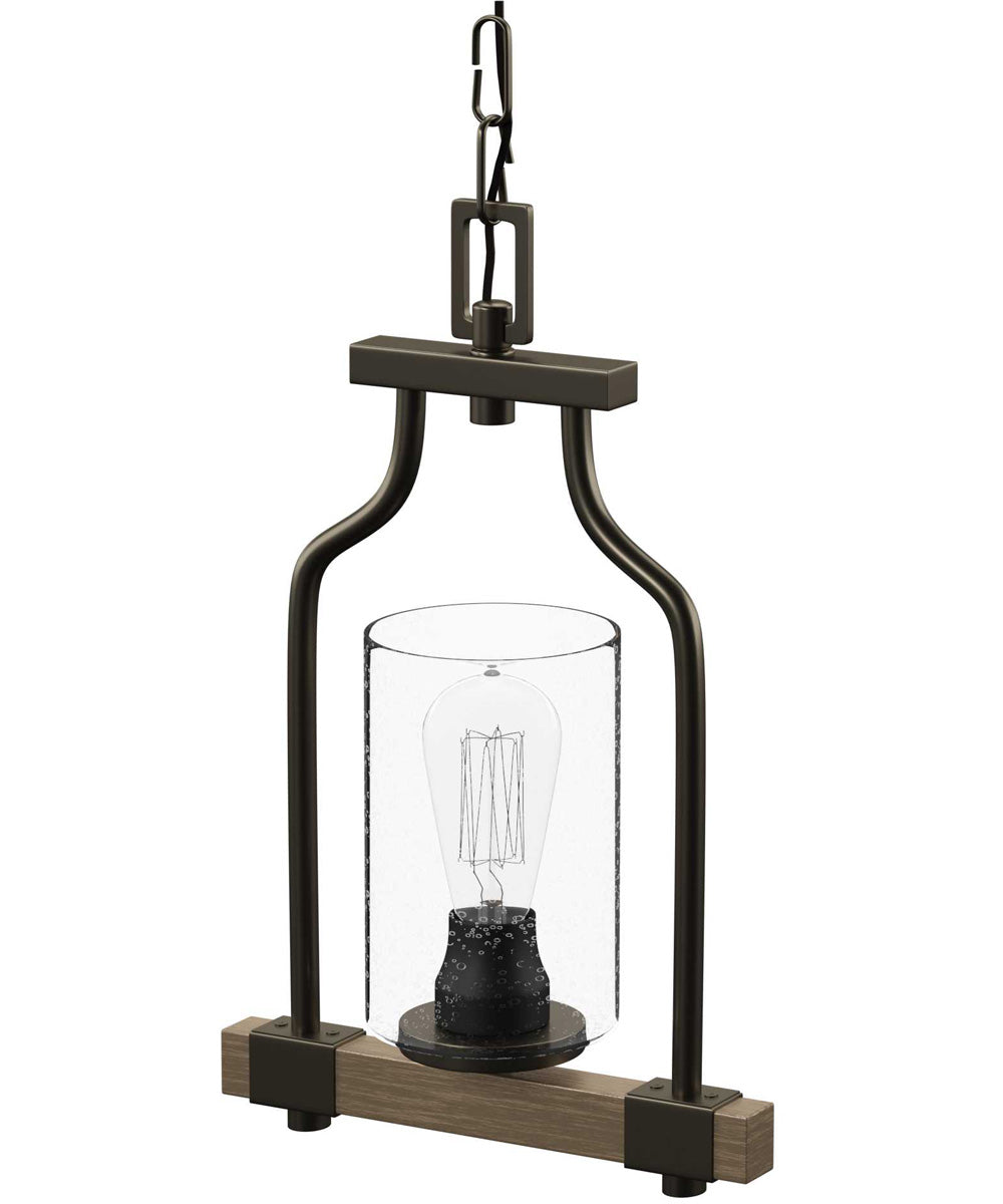 Barnes Mill 1-Light Clear Seeded Glass Farmhouse Mini-Pendant Light Antique Bronze