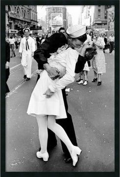 38"H x 26"W Kissing on VJ Time Square Framed Art Gel Coated