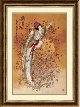 32"H x 24"W Goddess of Wealth Framed Print by Chinese Burnished Bronze