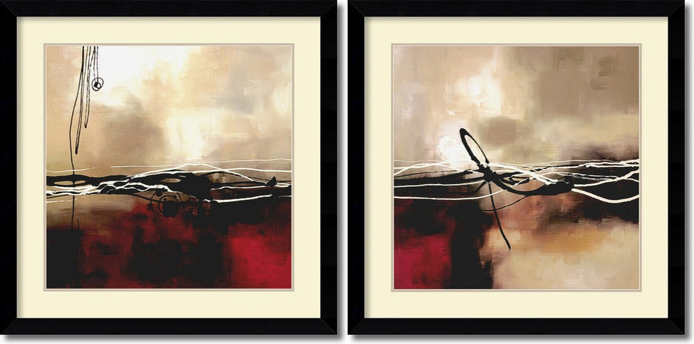 Amanti Art Laurie Maitland Symphony in Red and Khaki Set of 2 Framed Art Print AA995055