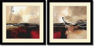 33"H Laurie Maitland Symphony in Red and Khaki Set of 2 Framed Art Print