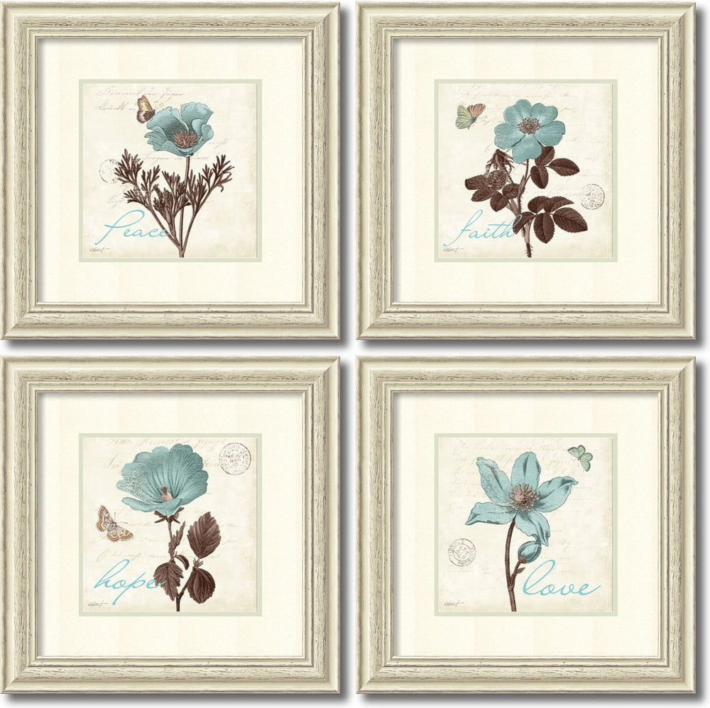 Amanti Art Katie Pertiet Touch of Blue- set of 4 Framed Art Print Oyster Shell AA995064