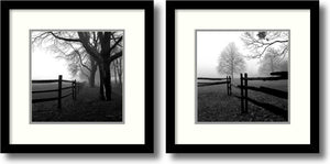 13"H Harold Silverman Corner Fence in the Mist Set of 2 Framed Art Print