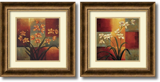 17"H x 17"W Orchids Framed Art Burnished Bronze