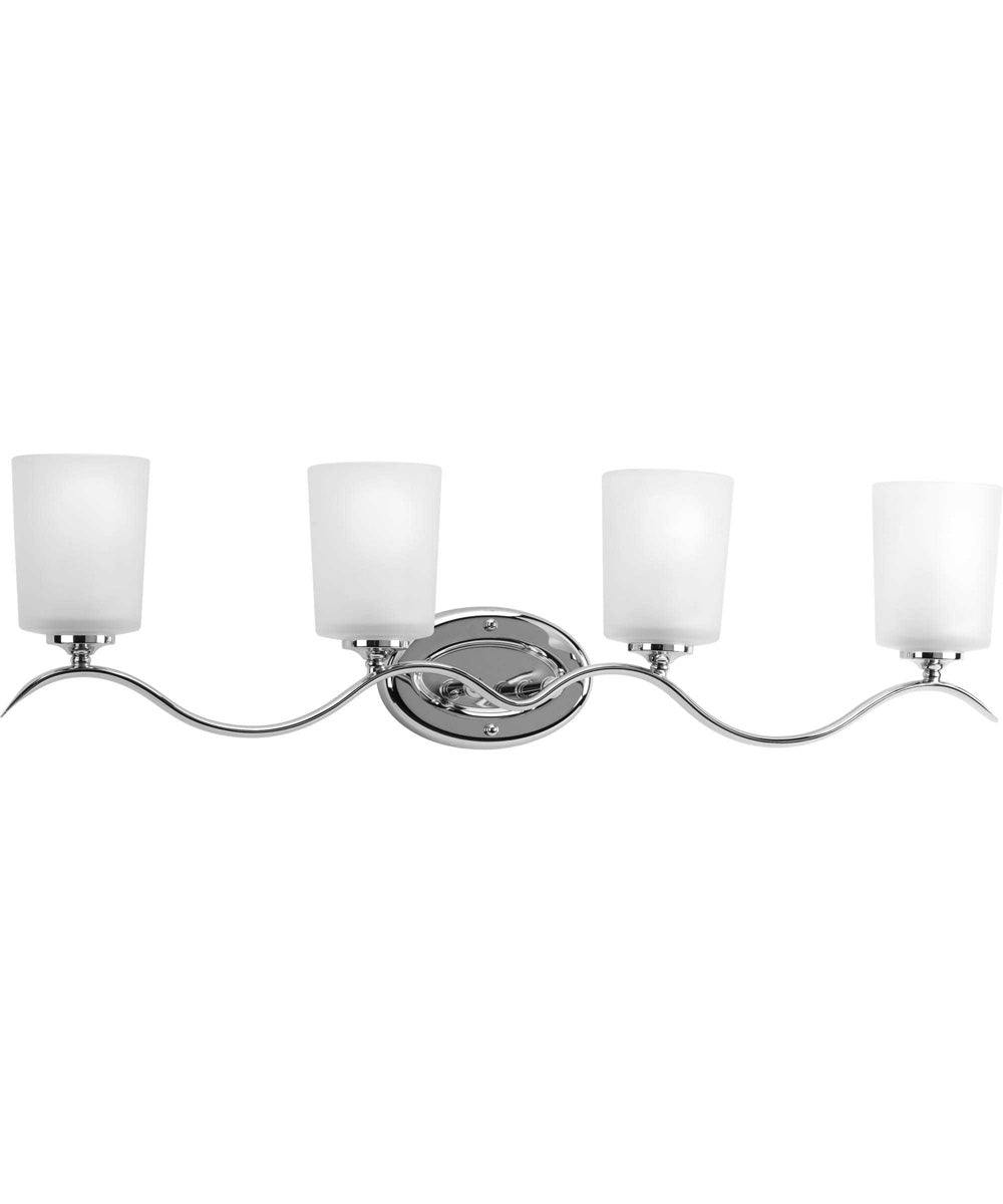 Inspire 4-Light Etched Glass Traditional Bath Vanity Light Polished Chrome