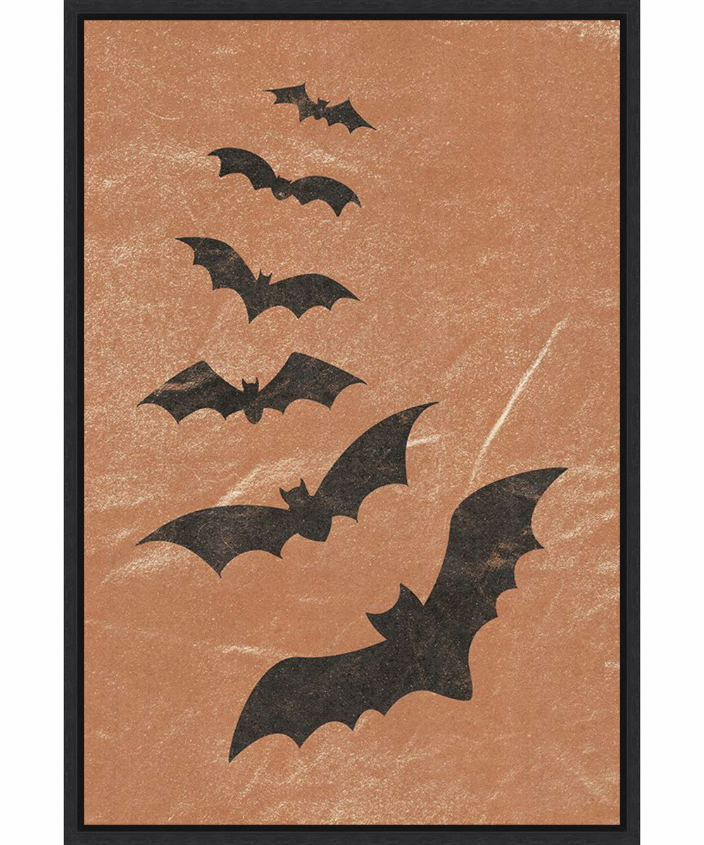 Framed Halloween Bats by JJ Design Canvas Wall Art Print (23  W x 33  H), Sylvie Black Frame
