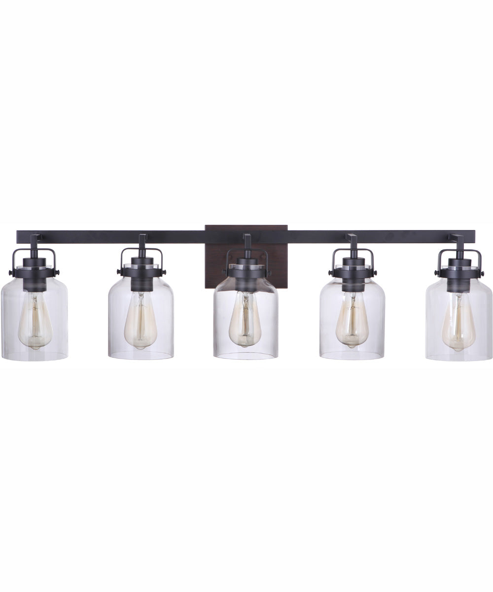 Foxwood 5-Light Vanity Flat Black/Dark Teak