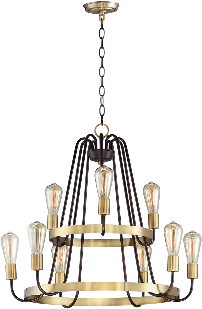 27"W Haven 9-Light Chandelier Oil Rubbed Bronze / Antique Brass
