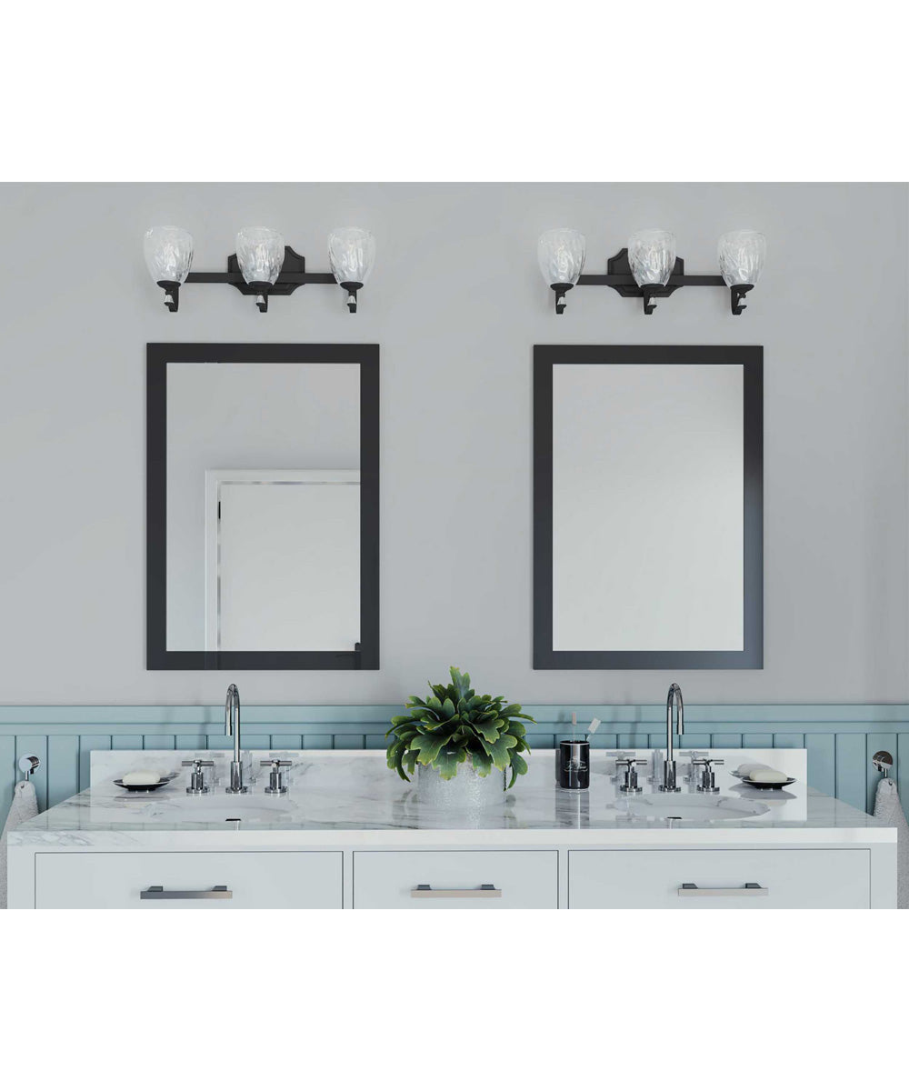 Anjoux 3-Light Clear Water Glass Luxe Bath Vanity Light Antique Bronze