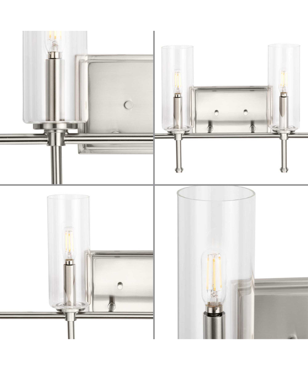 Elara 4-Light New Traditional Clear Glass Bath Vanity Light Brushed Nickel
