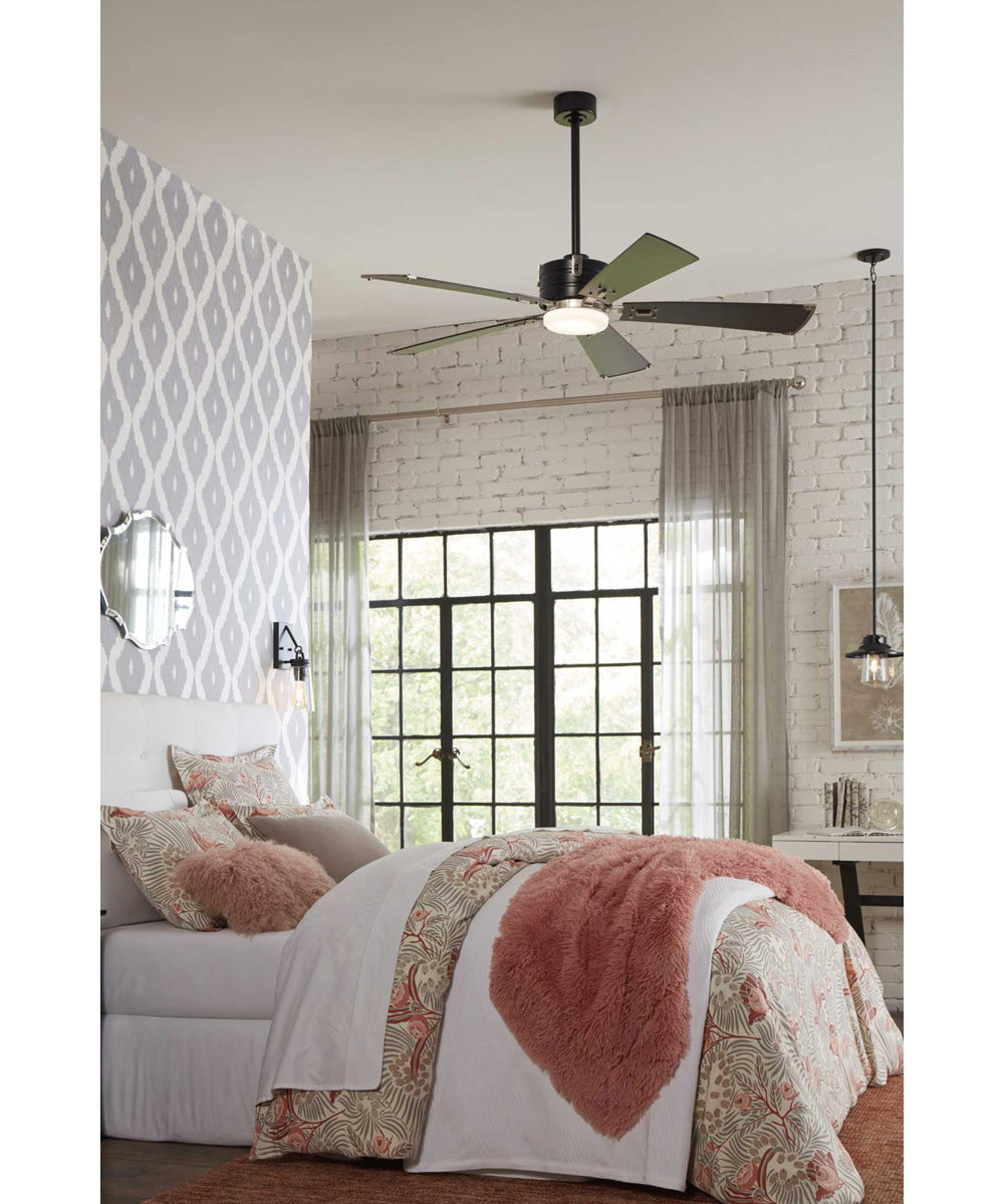 Glenfalls 5-Blade Reversible Matte 56-Inch LED Transitional Ceiling Fan Black