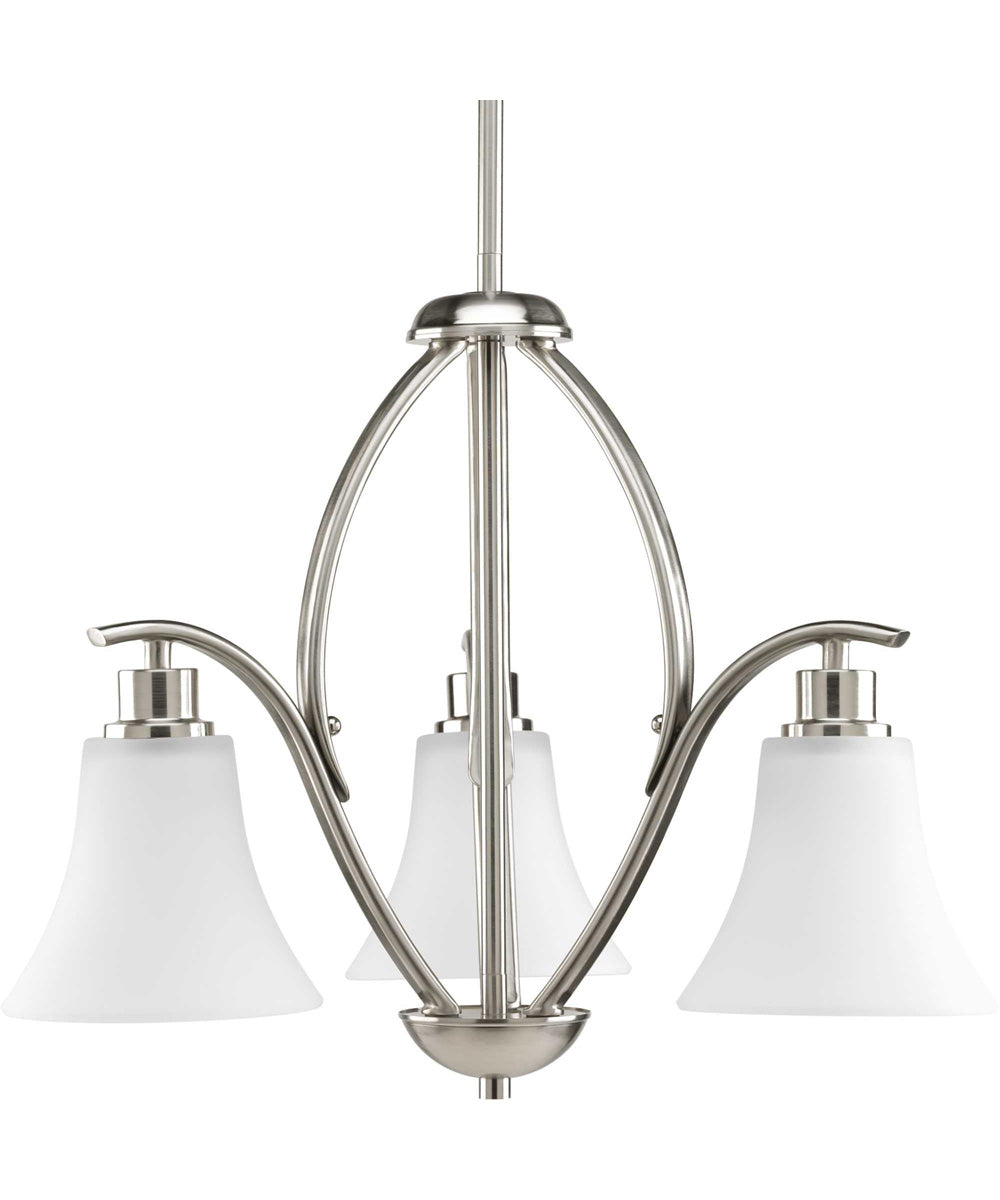 Joy 3-Light Etched Glass Traditional Chandelier Light Brushed Nickel