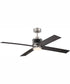 56" Gregory 1-Light Ceiling Fan Brushed Polished Nickel / Flat Black
