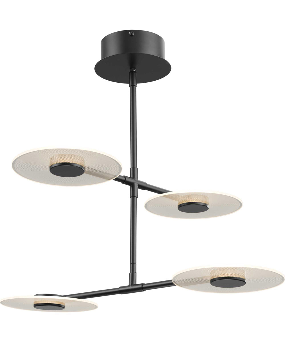 Spoke LED 4-Light Modern Style Hanging Chandelier Light Matte Black