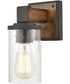 Crenshaw 1-Light Vanity-Light Ballard Wood/Distressed Black/Seedy Glass