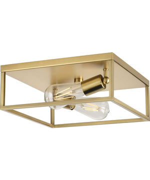 Perimeter 2-Light Modern Style Flush Mount Ceiling Light Satin Brass