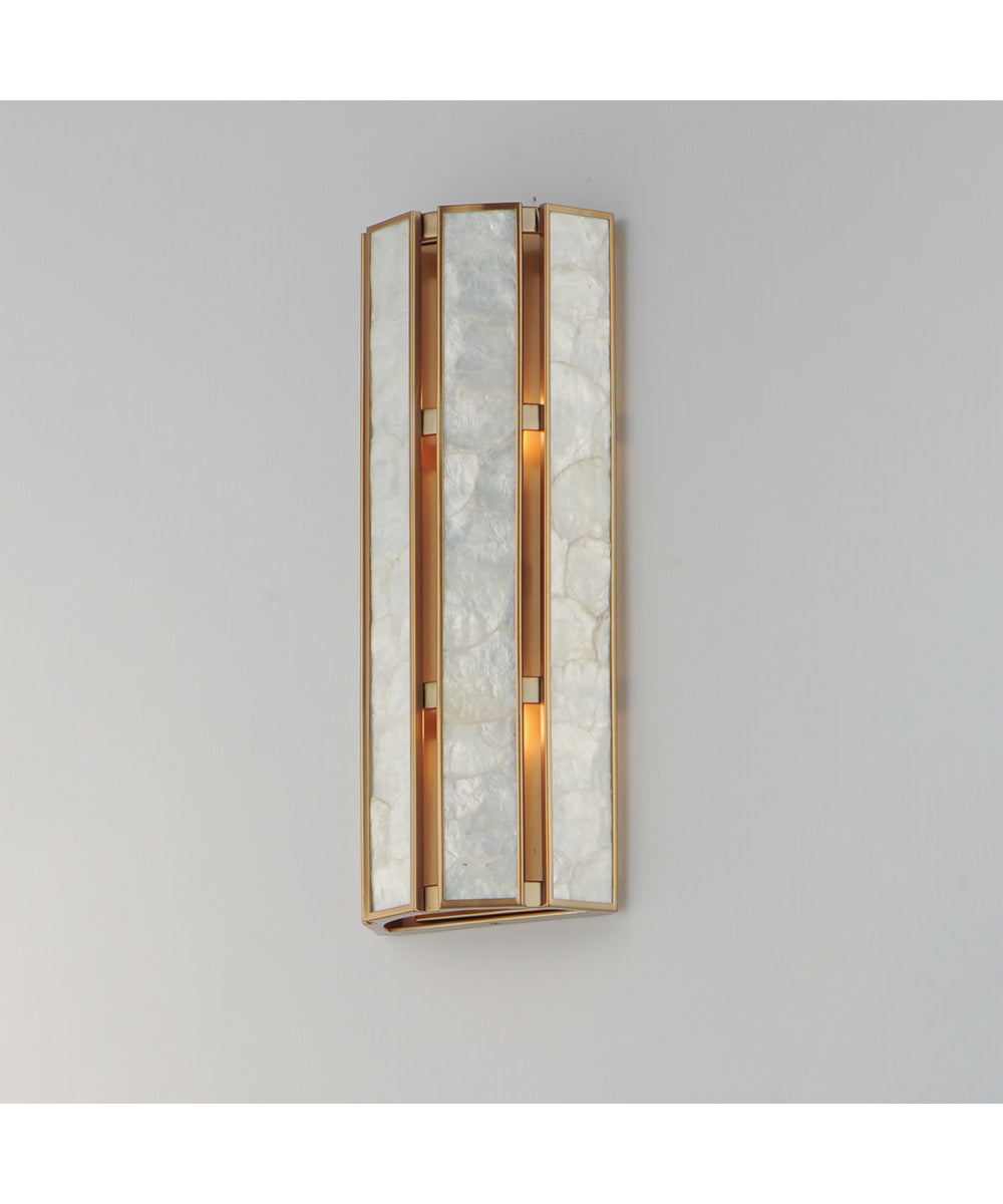 Miramar 2-Light Wall Sconce Capiz / Natural Aged Brass