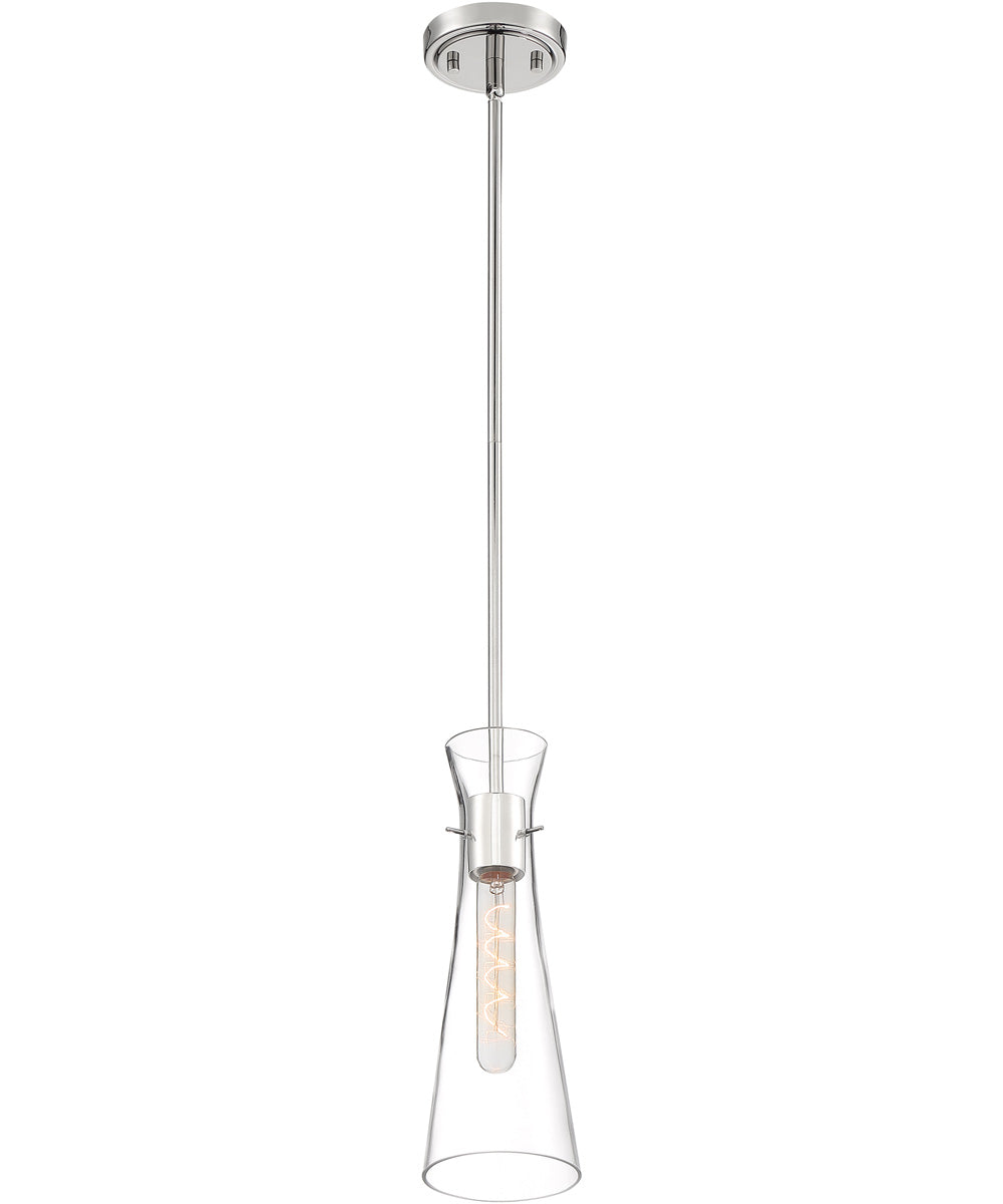 4"W Bahari 1-Light Pendant Polished Nickel