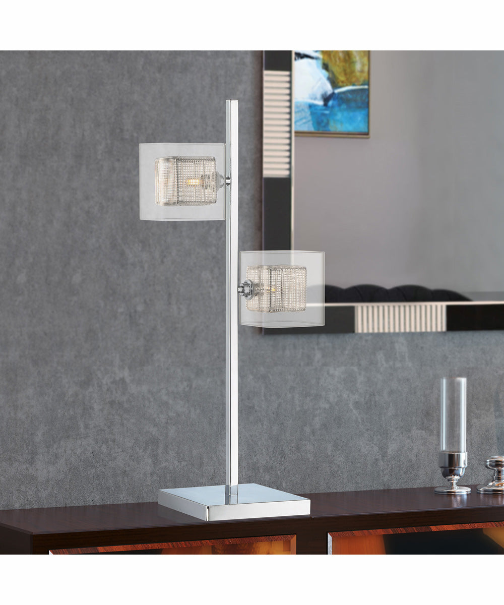 Dahl 2-Light Led 2-Light Table Lamp Chrome/Clear Glass Shade