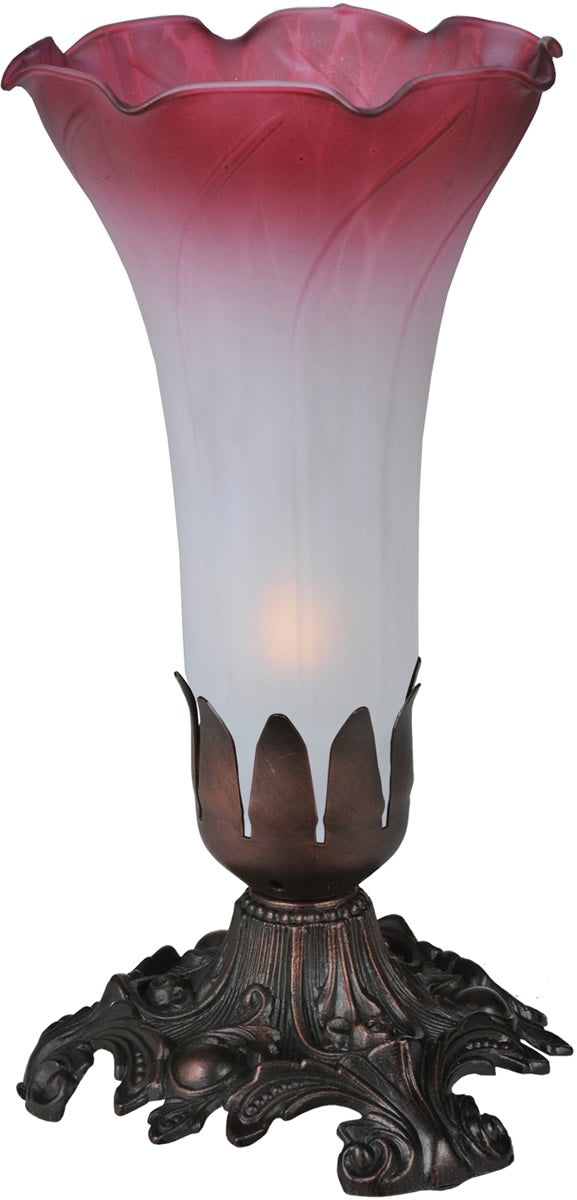 8"H Pink/White Pond Lily Accent Lamp
