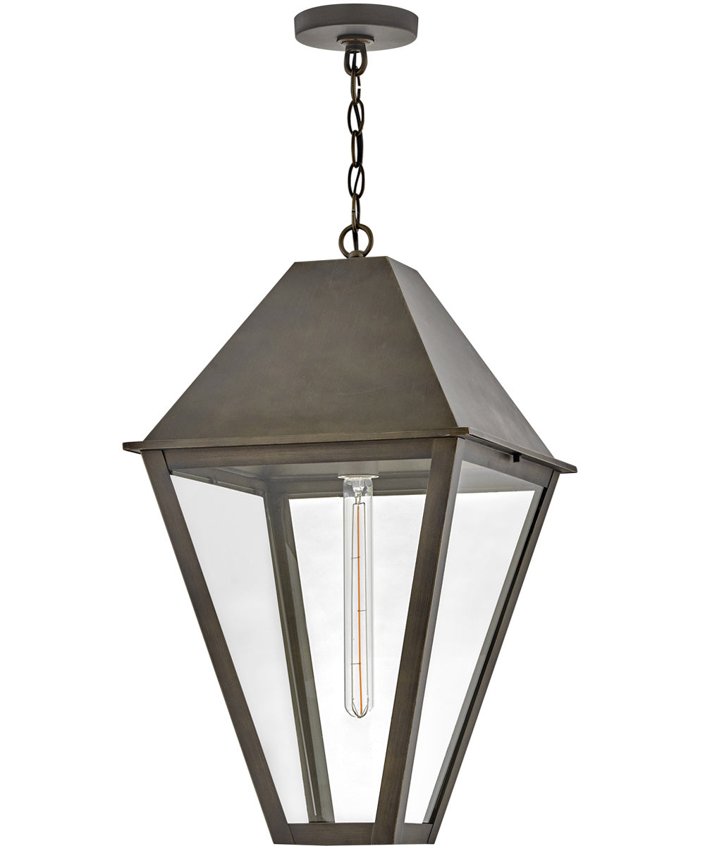 Endsley 1-Light Large Hanging Lantern in Blackened Brass