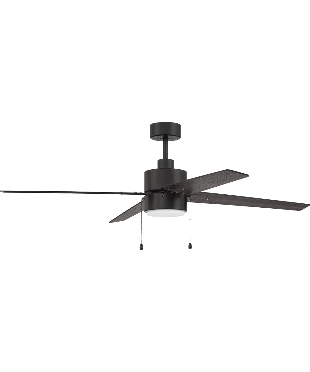 52" Terie 1-Light Ceiling Fan Flat Black